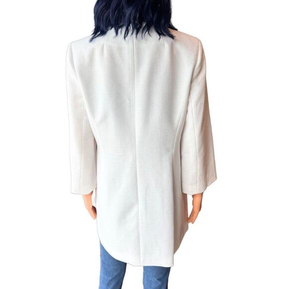 NWT Le Suit Ivory Jacquard Long Collarless Blazer Dress Jacket - Picture 5 of 7